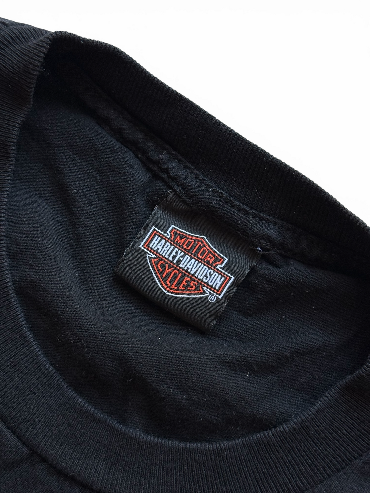 T-shirt Harley-Davidson Vintage V-Neck – Acid Wash Black – Eagle & Flames Graphic – Taglia L