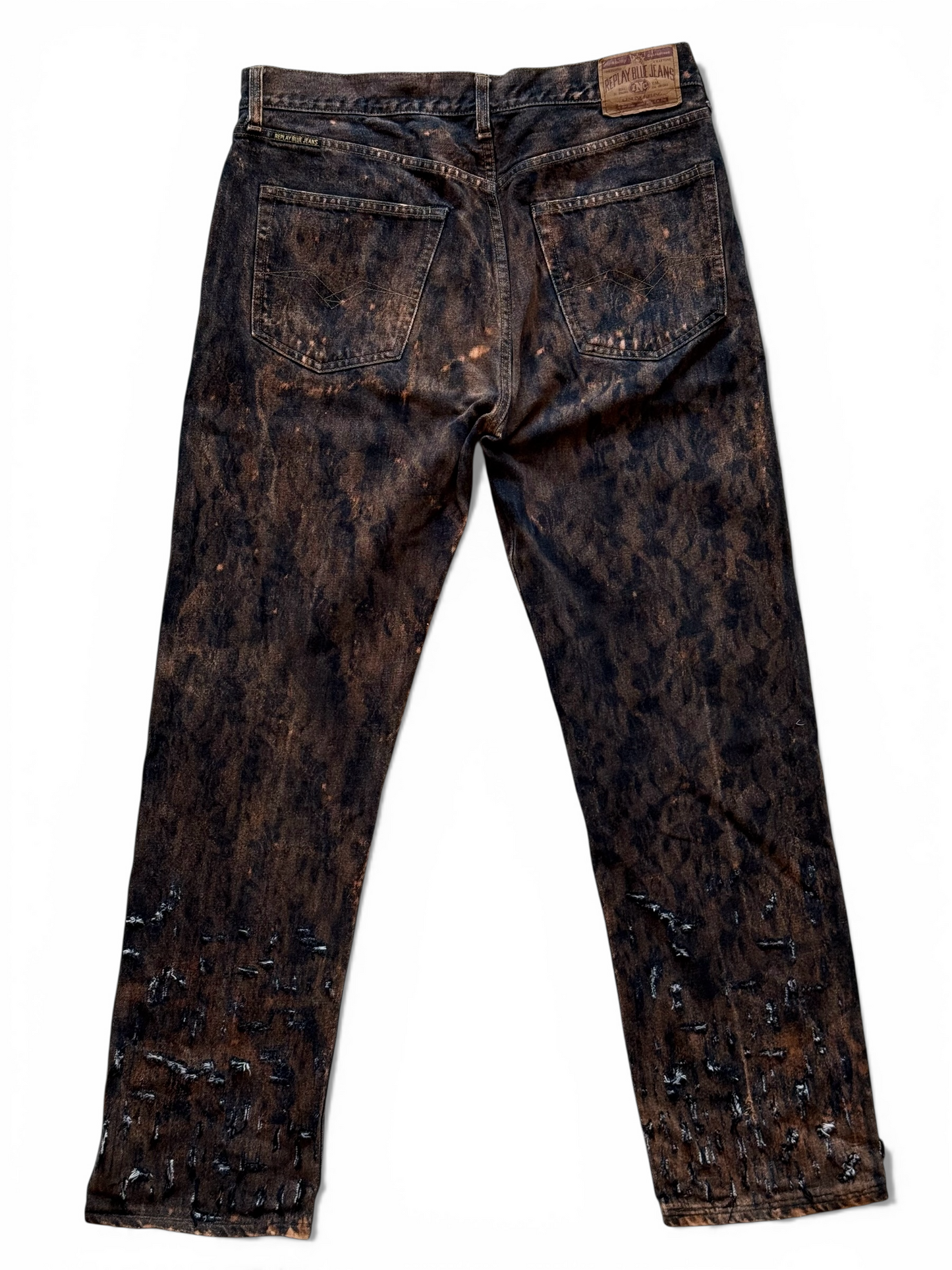 Jeans Replay Custom 1-of-1 "Marble Damask" – Denim Lavorato a Mano – Archive Style