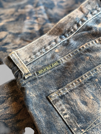 Jeans Replay Custom 1-of-1 "Marble Damask" – Denim Lavorato a Mano – Archive Style