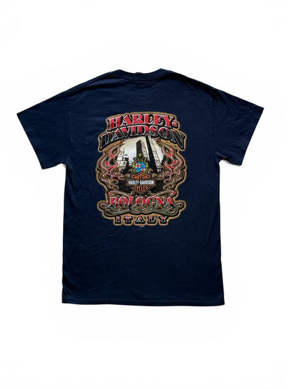 T-shirt Harley-Davidson Bologna Italy - Blu Notte - Taglia S - Vintage Biker Graphic