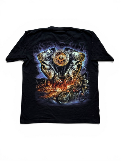 T-shirt Vintage "American Rebel" Skull & Wings – Black – Taglia M