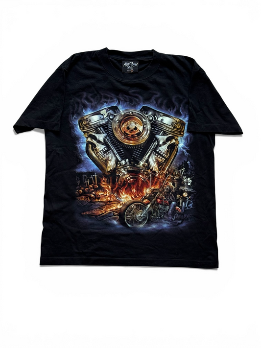 T-shirt Vintage "American Rebel" Skull & Wings – Black – Taglia M