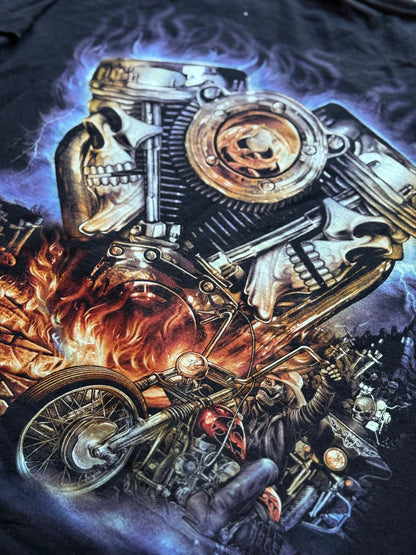 T-shirt Vintage "American Rebel" Skull & Wings – Black – Taglia M